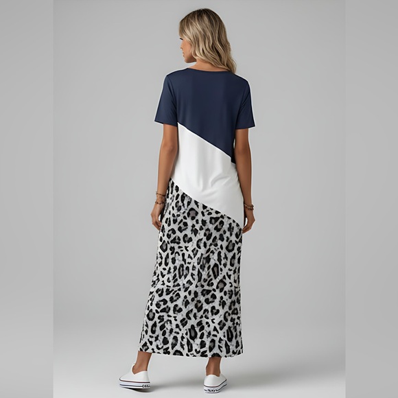 Colour Black Leopard Print Short Sleeve Dress - Picture 3 of 7